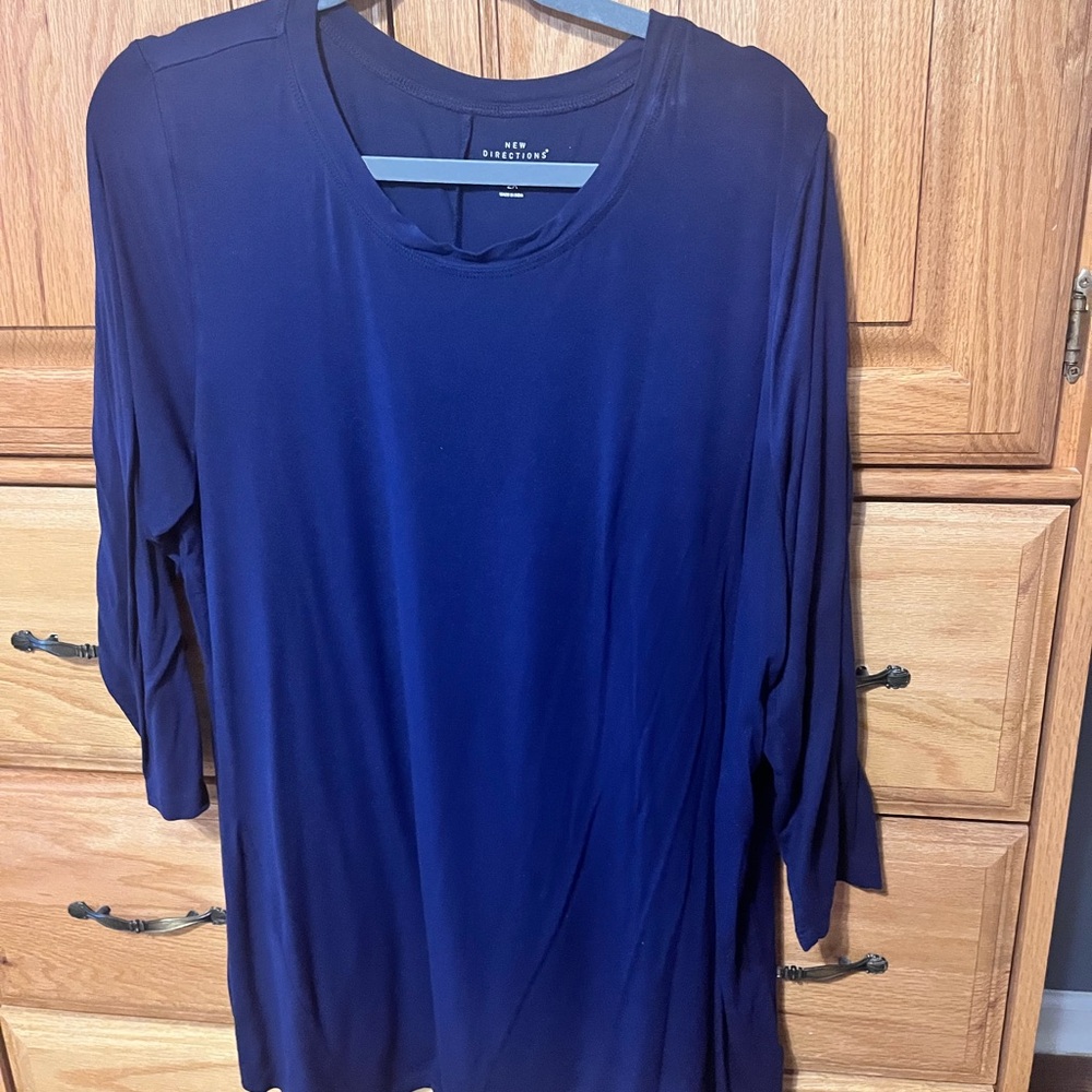 New Directions Deep Blue Long Sleeve Top